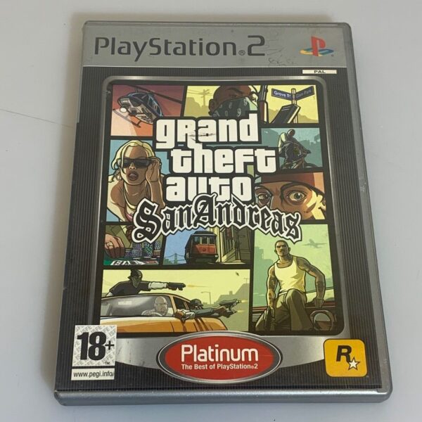 Grand Theaft Auto San Andreas GTA Videogioco PS2 PAL Platinum ITA